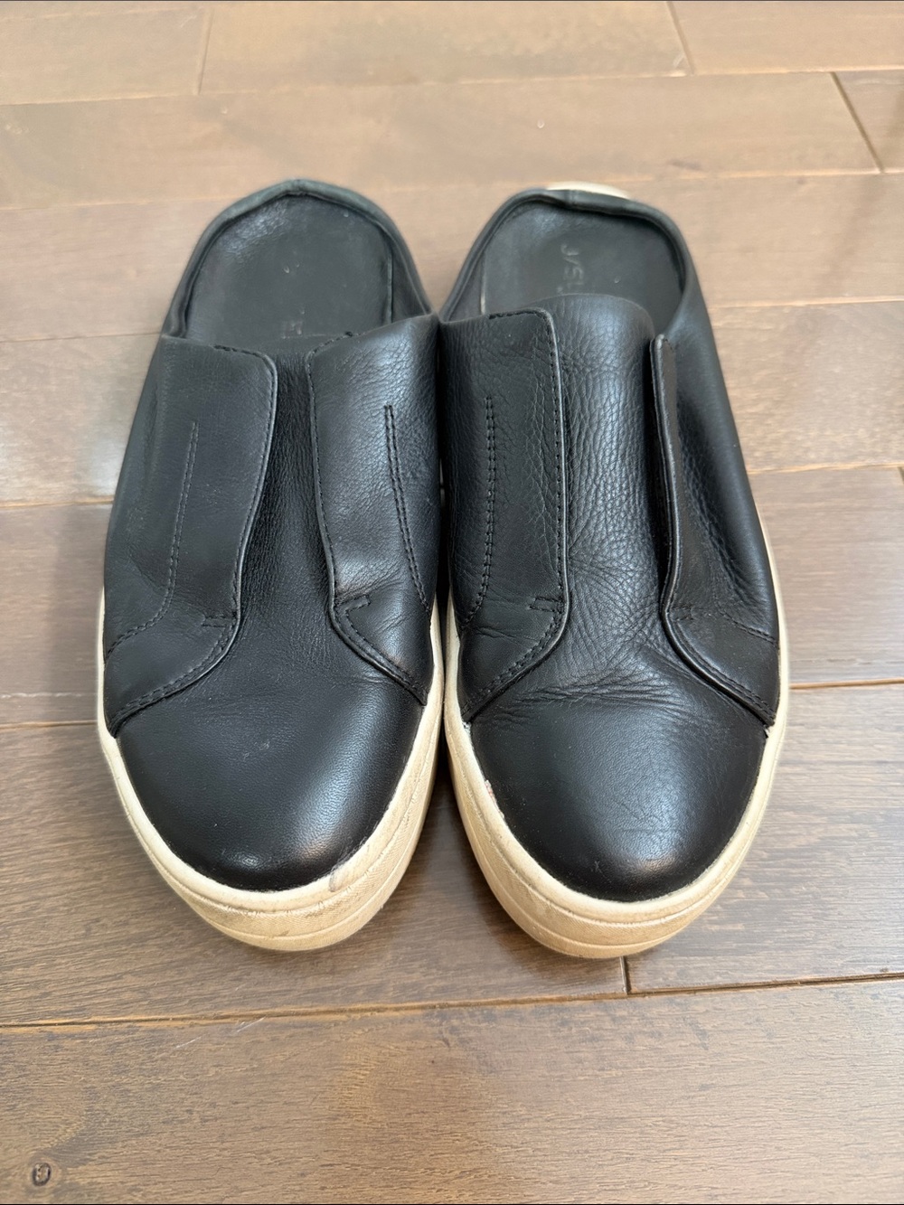 Women’s Black Slip-On Leather Platform Sneakers